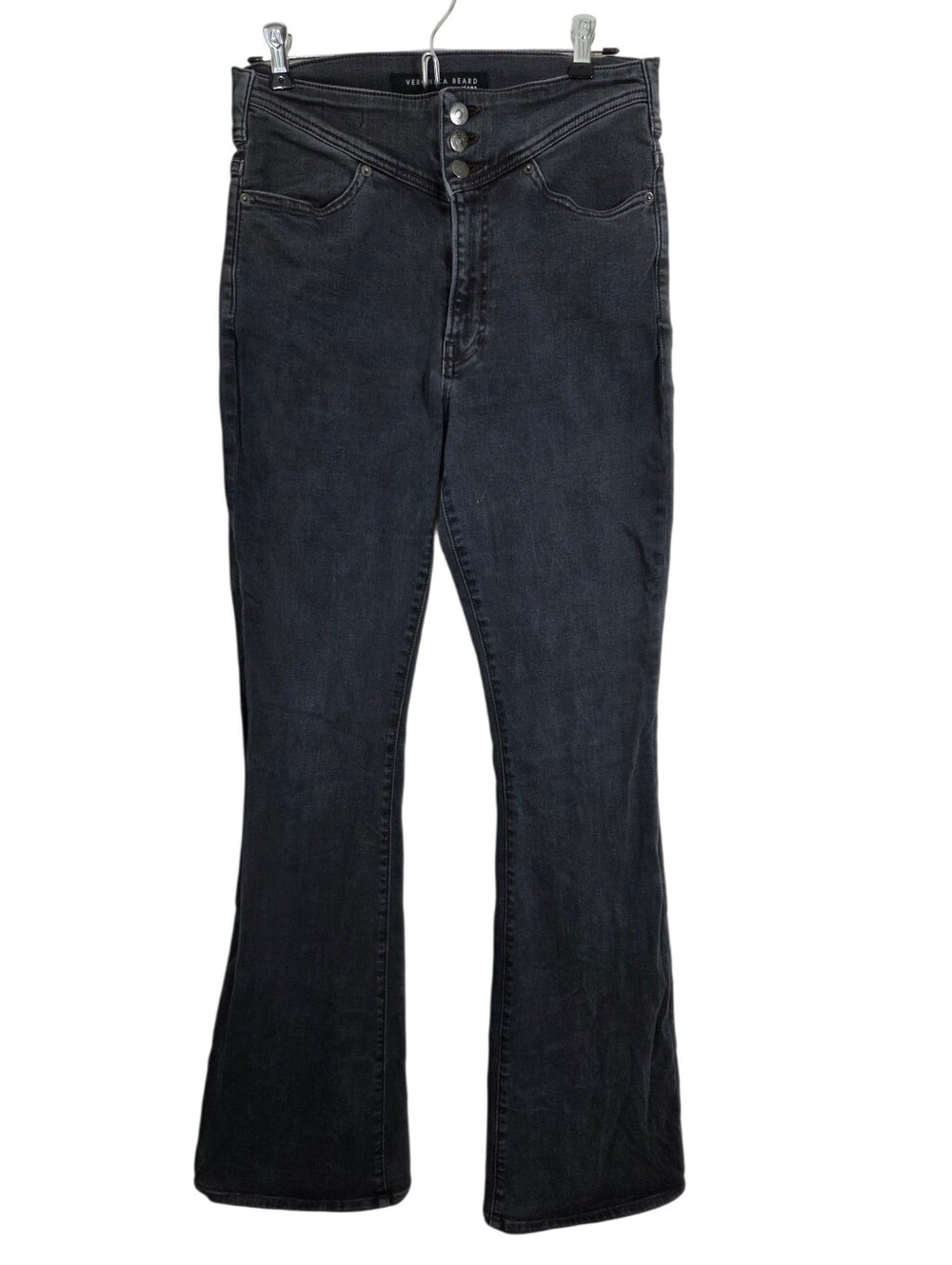 Veronica Beard Beverly Skinny Flare Jeans Front Yoke Moonlight Grey Size 28